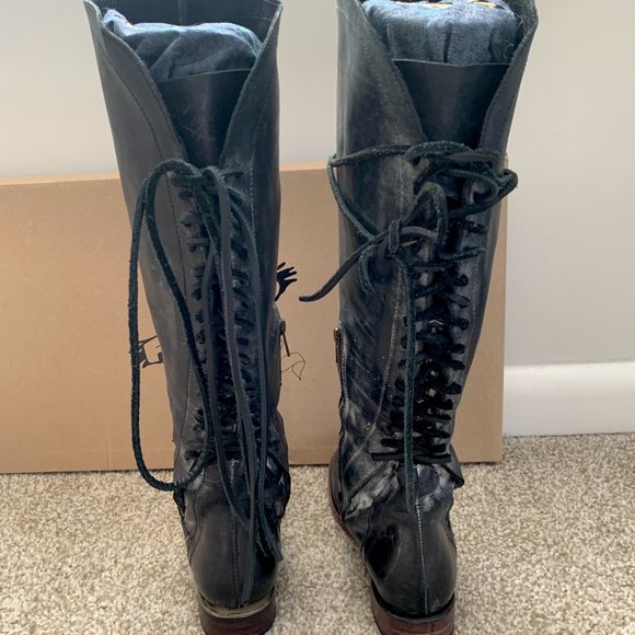 Freebird Stag Lace Up Distressed Leather Boots Size 8 - Picture 5 of 16